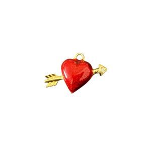 Vintage Gold/Red Heart & Arrow Necklace Charm Fashion Costume Jewelry